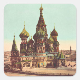 Basilika St. Basil, Roter Platz Moskau Quadratischer Aufkleber