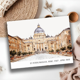 Basilika St. Peter Rom Italien Aquarell Reise Postkarte