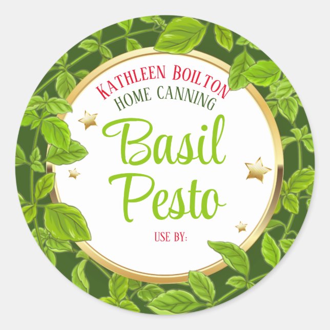 Basilikum pesto stars Italienische Zuhause-Konserv Runder Aufkleber (Vorderseite)