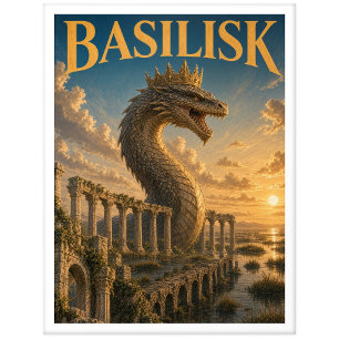 Basilisk, Gothic Fantasy Monster Postkarte