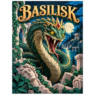 Basilisk, Papier-Schnitt-Monster Postkarte