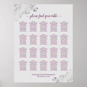 Basis auf der Gray 20 Table Wedding Seating Chart Poster