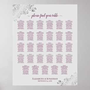 Basis auf der Gray 29 Table Wedding Seating Chart Poster