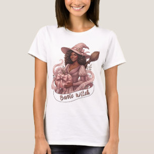 Basische Hexe Black Girl Magic Rosa Kürbis T-Shirt