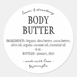 Basishemmende Body Butter Zutaten Runder Aufkleber