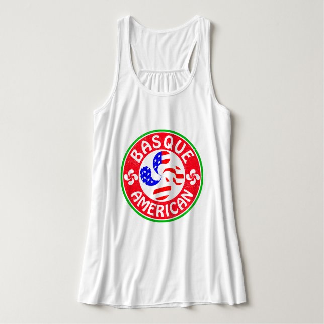 Baskenamerikana Euskara Lauburu Cross T-Shirt Tank Top (Design Vorderseite)