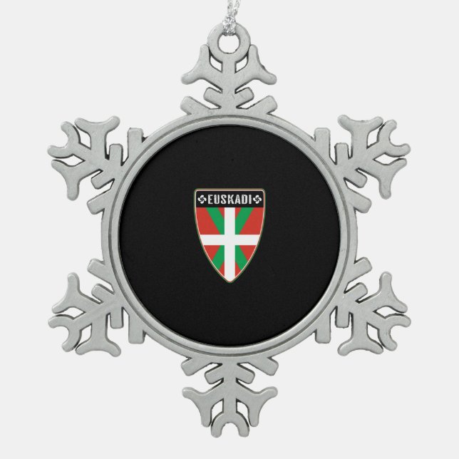 Baskenland Euskadi Schneeflocken Zinn-Ornament (Vorderseite)