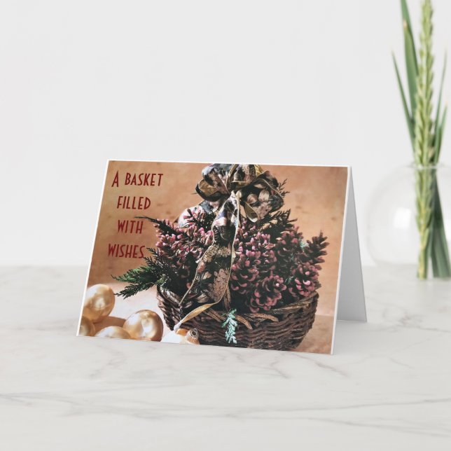 BASKET AUSGEFÜLLTE "WISHES" FÜR FREUNDE BEI CHRIST KARTE (Vorderseite)