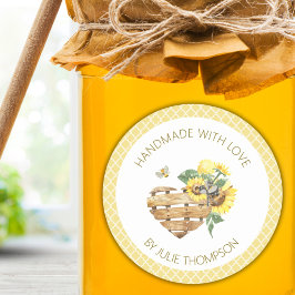 Basket Heart & Honeycomb 🌻 Custom Honey Runder Aufkleber