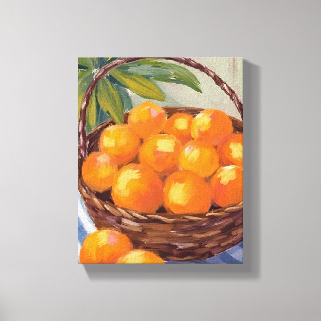 Basket of Oranges Fruit Citrus Painting Leinwanddruck (Vorderseite)