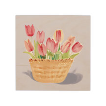 Basket of Tulips | Floral Watercolor Painting