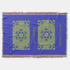 Basket Weave Geometric Blue Yellow Decke