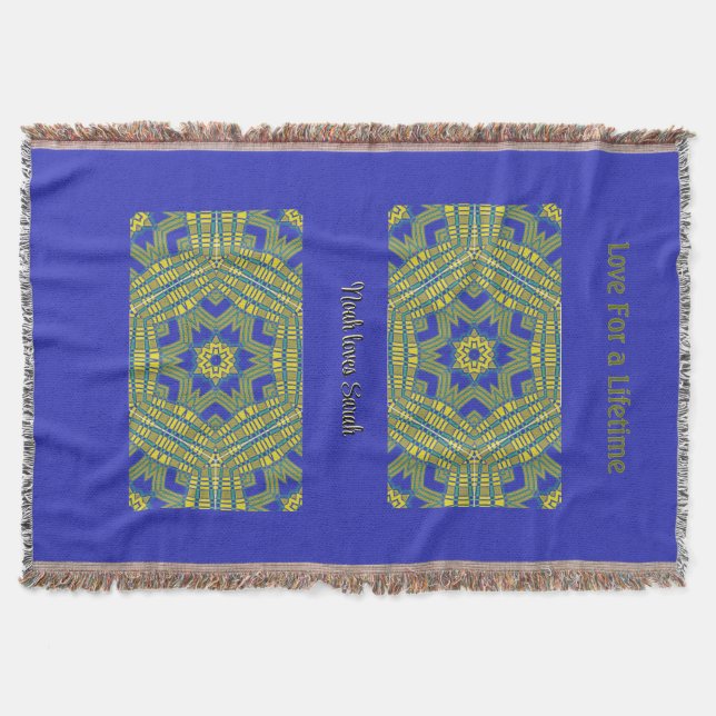 Basket Weave Geometric Blue Yellow Decke (Vorderseite)