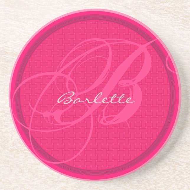 Basket Weave Monogram Wedding Anniversary Unterset Getränkeuntersetzer (Vorne)