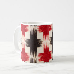 Basket Weave Muster rot und schwarz Abstrakte Kuns Kaffeetasse