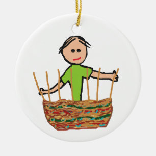 Basket Weaving Keramik Ornament