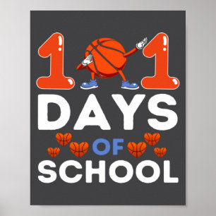 Basketball 101 Schultage für Kinder Jungen Mädchen Poster