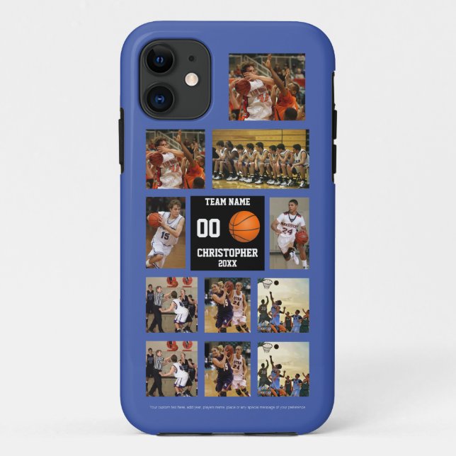 Basketball 11 FotoCollage personalisiert schwarz Case-Mate iPhone Hülle (Rückseite)