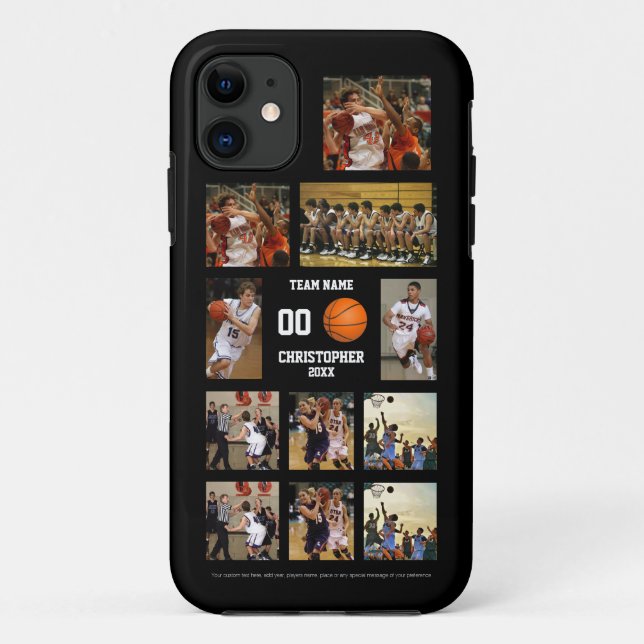 Basketball 11 FotoCollage personalisiert schwarz Case-Mate iPhone Hülle (Rückseite)