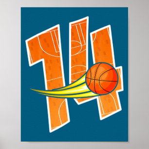 Basketball 14. Geburtstag Ich bin 14 Kinder Gebu  Poster