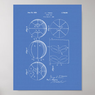 Basketball 1929 Patent Kunst Blaupause Poster