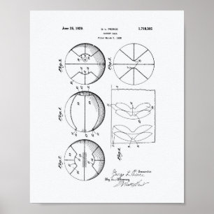 Basketball 1929 Patent Kunststoff Weißpapier Poster