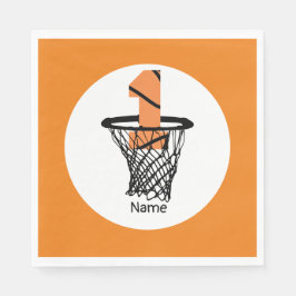 Basketball 1. Geburtstag mit Nummer in Mini-Hoop Serviette