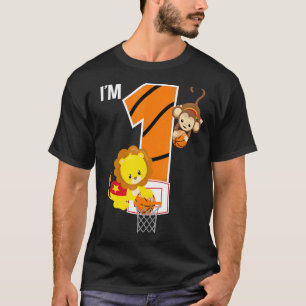 Basketball 1. Geburtstag Party Löwe Monkey Zoo Ani T-Shirt