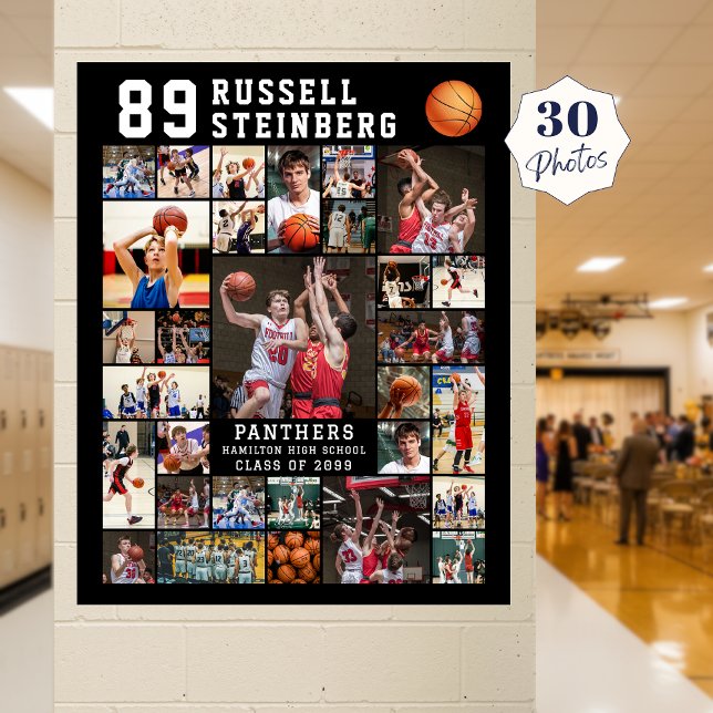 Basketball 30 Foto-Collage Spielernummer Poster (Von Creator hochgeladen)