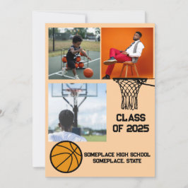 Basketball 3 Foto Collage Peach Abschluss Einladung