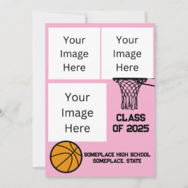 Basketball 3 FotoCollage Pink Abschluss Einladung