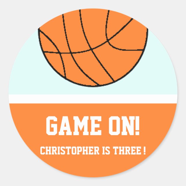 Basketball 3 Geburtstag Runder Aufkleber (Vorderseite)