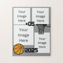 Basketball 4 Foto Collage Jigsaw Puzzle Grau