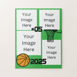 Basketball 4 Foto Collage Jigsaw Puzzle Green