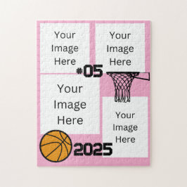 Basketball 4 Foto Collage Jigsaw Puzzle Pink