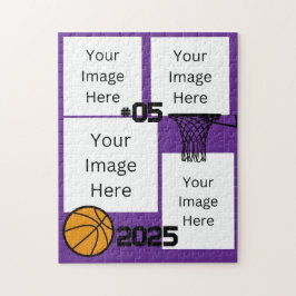 Basketball 4 Foto Collage Puzzle lila