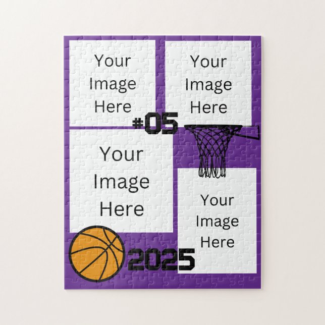 Basketball 4 Foto Collage Puzzle lila (Vertikal)