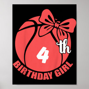 Basketball 4. Geburtstag Basketball-Spieler Poster