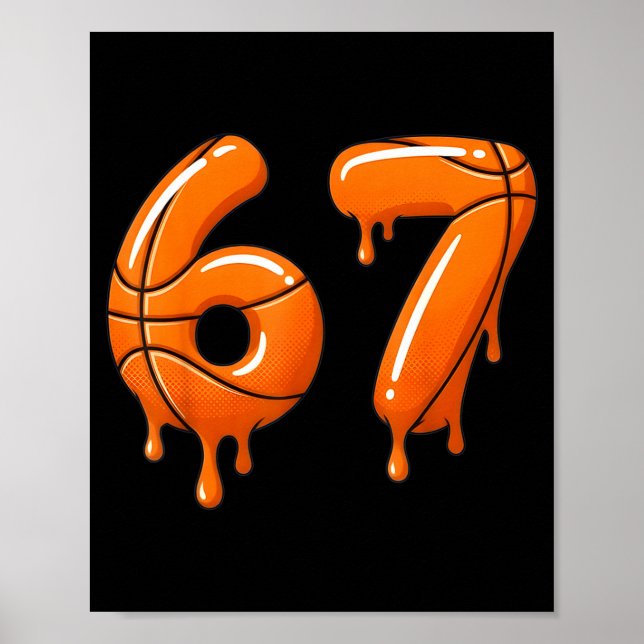 Basketball 67 Meme Lustig Cool Slam Dunk Für Junge Poster (Vorne)