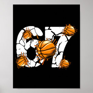 Basketball 67 Sechs Sieben 6 7 Kinder Lustig Gen A Poster