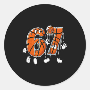 Basketball 67 Sechs Sieben Cool Meme 6 7 Lustig Dr Runder Aufkleber
