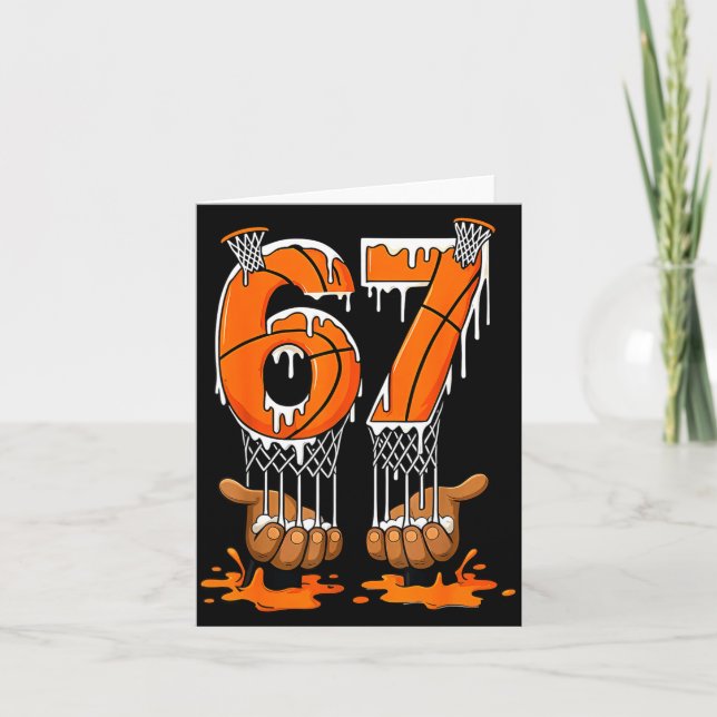 Basketball 67 Sechs Sieben Lustiges Gen-Alpha-Meme Karte (Vorderseite)