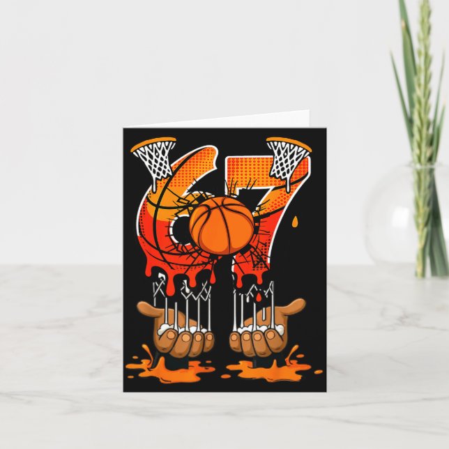 Basketball 67 Six Seven 6 7 Boys Funny Gen Alpha M Karte (Vorderseite)