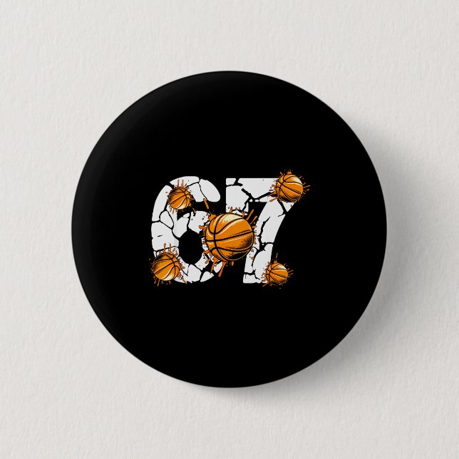 Basketball 67 Six Seven 6 7 Kids Funny Gen Alpha M Button (Vorderseite)