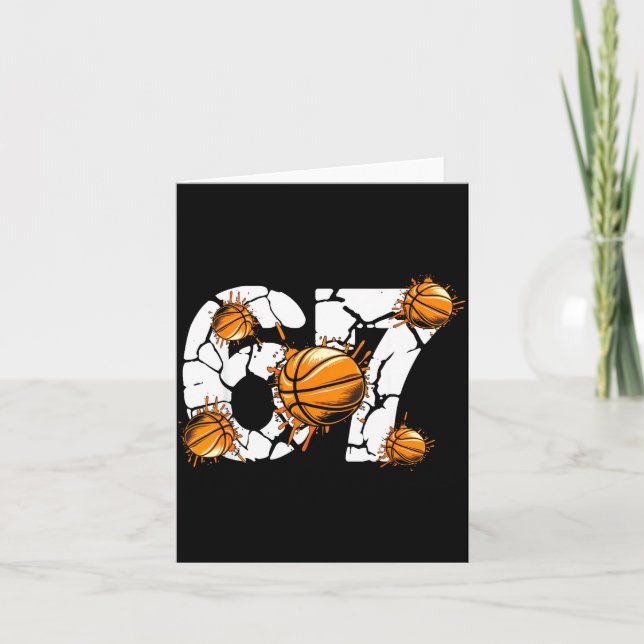 Basketball 67 Six Seven 6 7 Kids Funny Gen Alpha M Karte (Vorderseite)