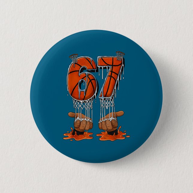 Basketball 67 Six Seven Funny Gen Alpha Meme Drip  Button (Vorderseite)