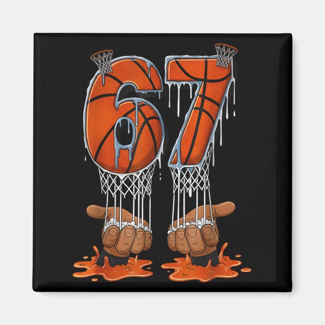 Basketball 67 Six Seven Funny Gen Alpha Meme Drip  Magnet (Vorne)