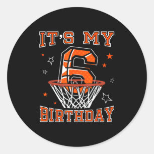 Basketball 6. Geburtstag Dunk Geschenk für 6 Jahre Runder Aufkleber