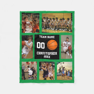 Basketball 7 Foto-Collage Grün Klein Fleecedecke