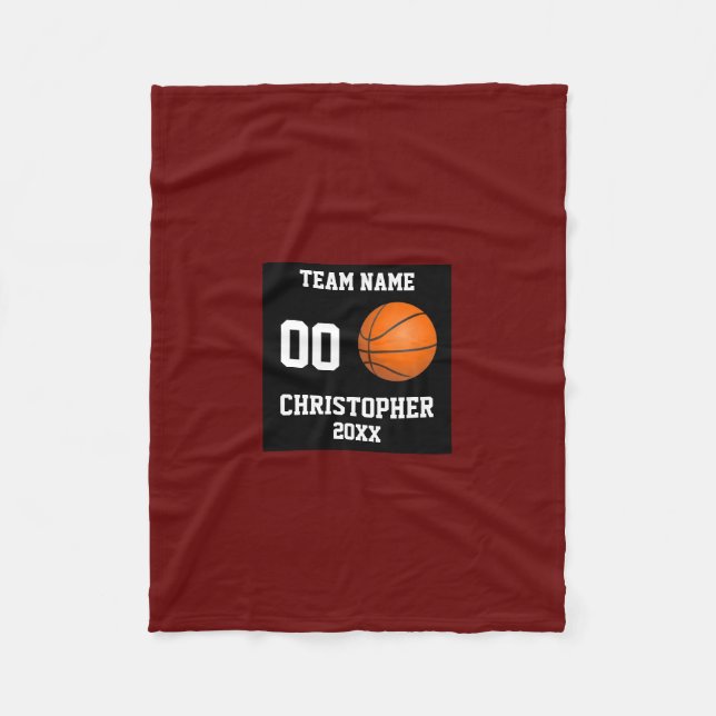 Basketball 7 Foto Collage Roter Wein Kleine Fleecedecke (Vorderseite)